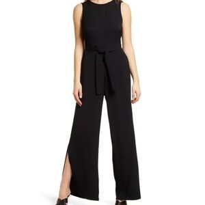 NWT Halogen sleeveless wrap black open back jumpsuit